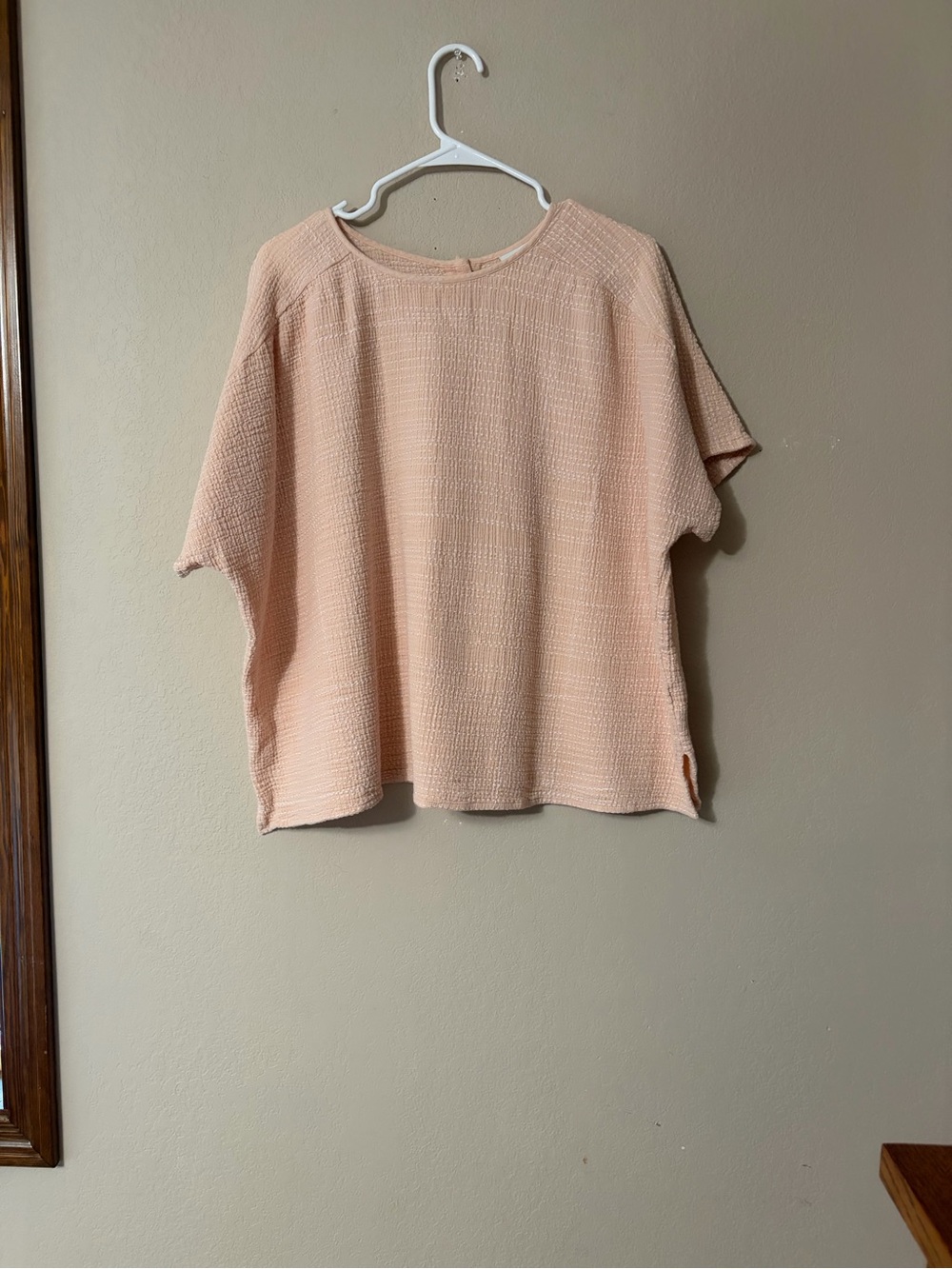 Pure Jill J.Jill XL Peach Double Cotton Gauze Stitched Boxy Top Lagenlook